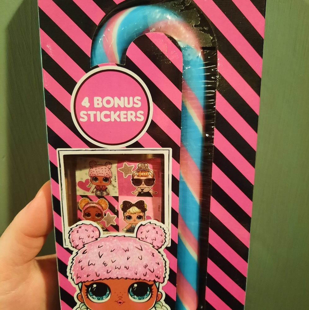 LOL mystery stocking stuffer candy cane + stickers